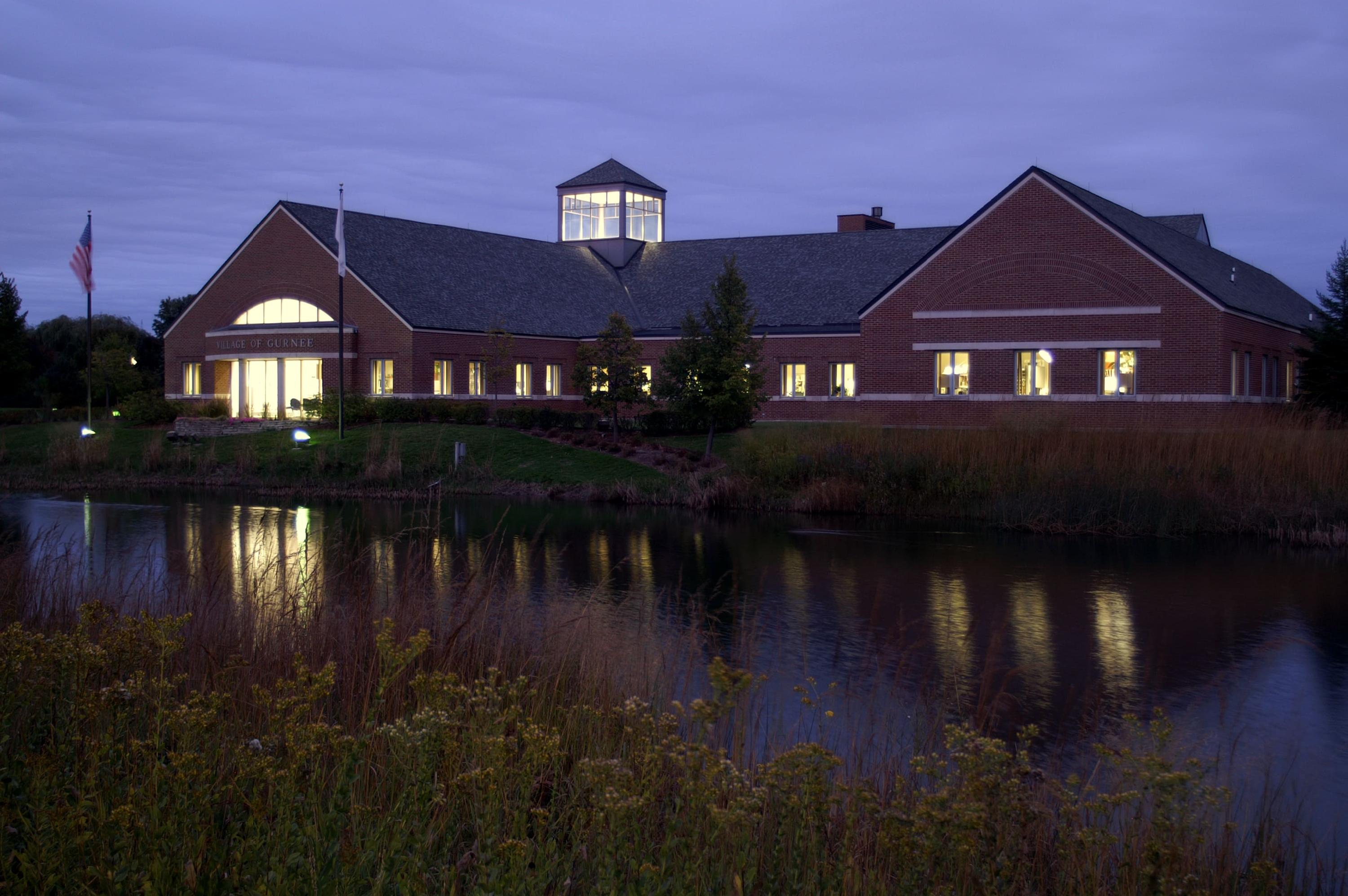 village hall at night